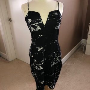 Black marble body con dress